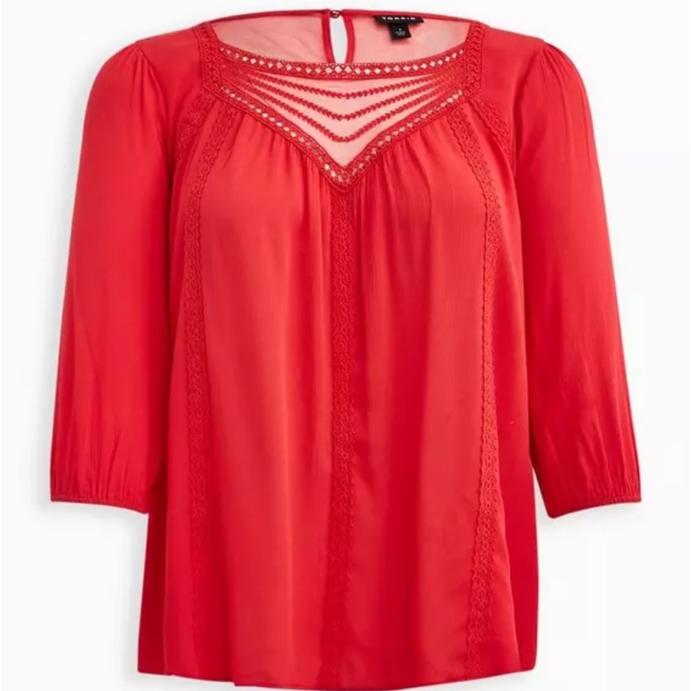 Torrid Gauze Embroidered Blouse